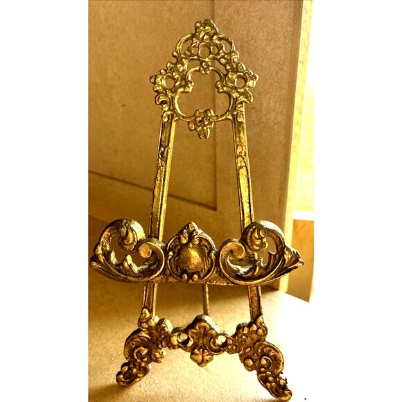 Vintage Art Display Easel Ornate Brass Metal Picture Stand 8.5” Andrea By Sadek - Picture 2 of 11